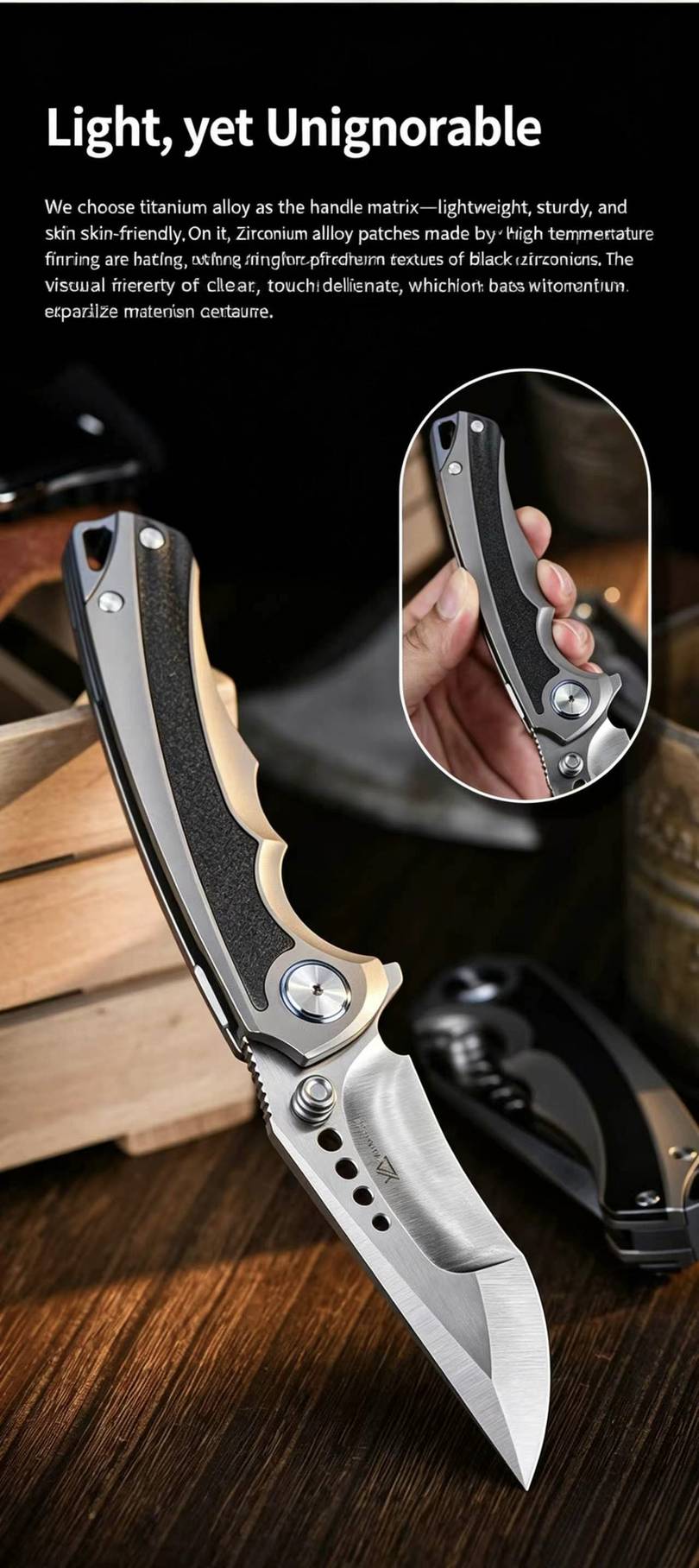 Dual-Color G10 Handle EDC Survival Knife - Top View