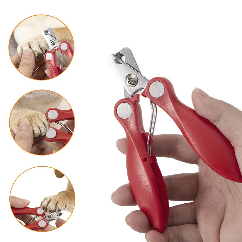 Full Steel Pet Nail Clippers - Red Handle