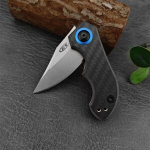Carbon Fiber Folding Knife Wholesale — CPM-20CV Steel Blue Ring Accent